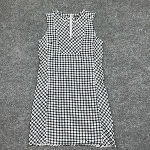 Tommy Bahama Dress Womens Size S Black White Gingham Sleeveless Pockets Back Zip